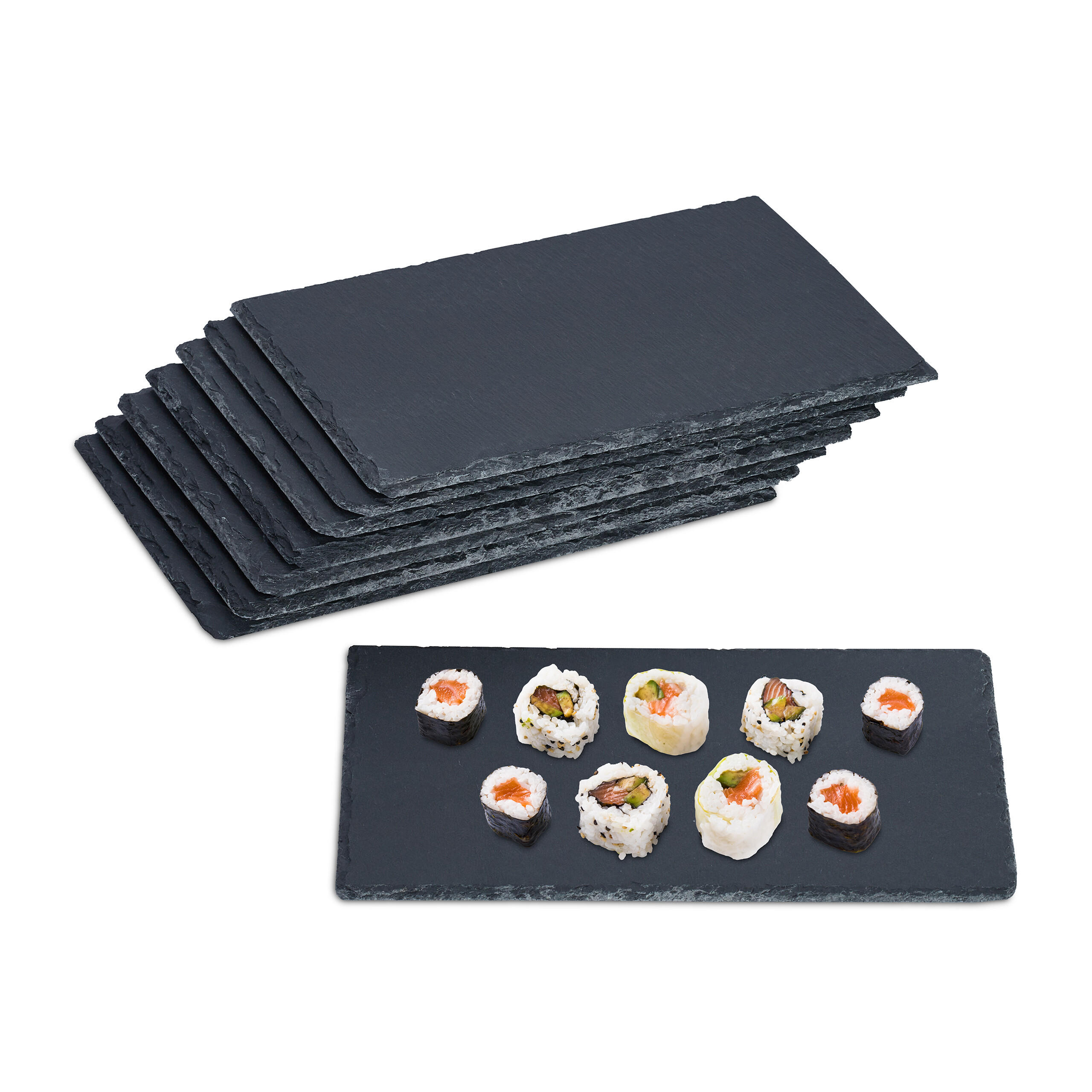 PLATOU Antracit 8-piese-set ardezie 26x16 cm