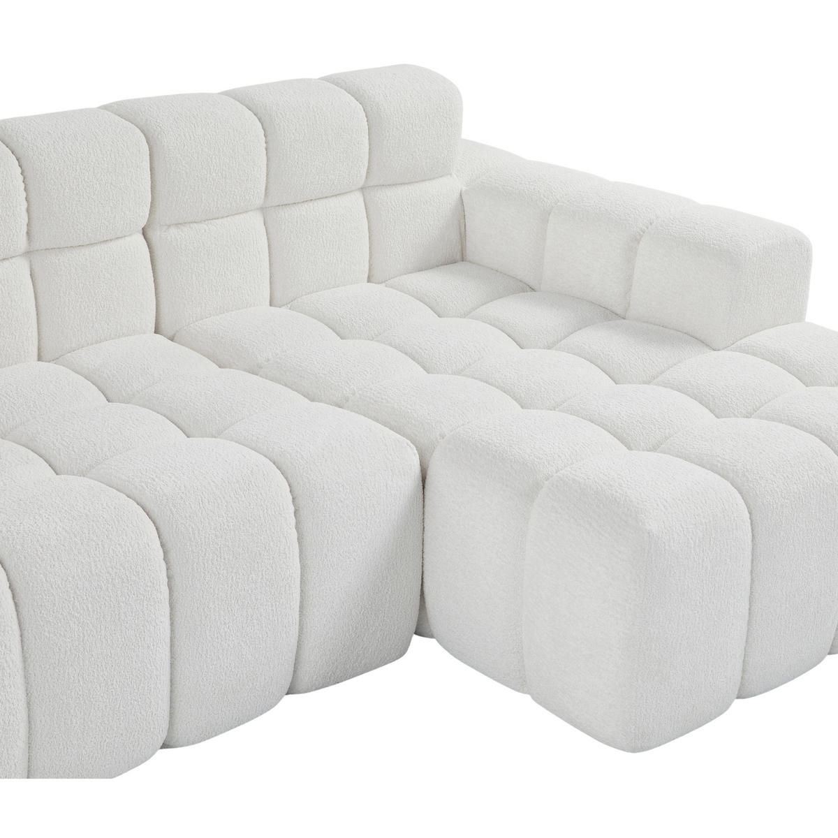 ECKSOFA L-Form 3-Sitzer in Weiß aus Samt mit recht Chaiselongue - Weiß, Textil (249.94/149.1cm) - CHICFURN