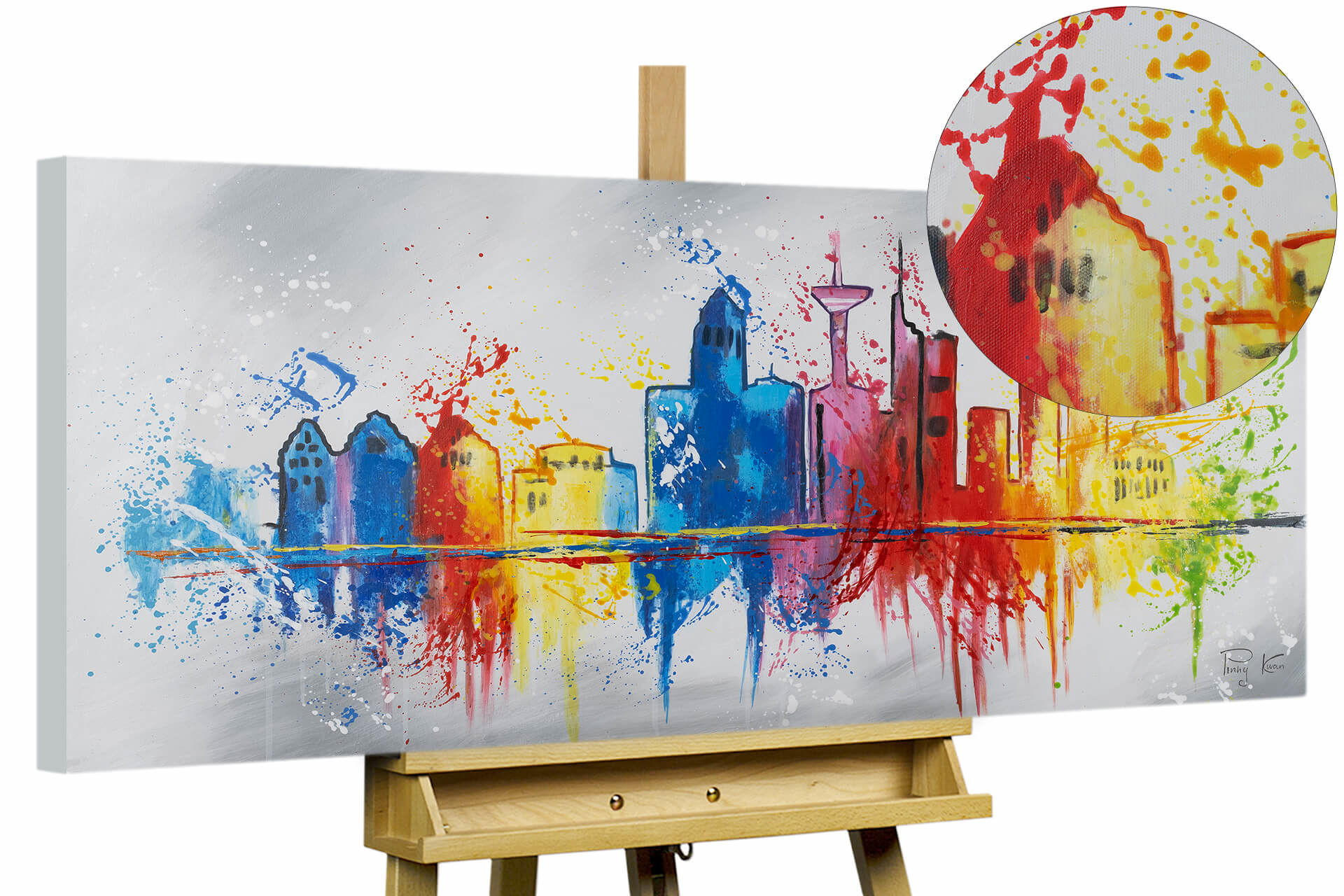 ACRYLBILD HANDGEMALT 120/60 cm - Multicolor/Grau, Holz/Textil (2/60cm) - KUNSTLOFT