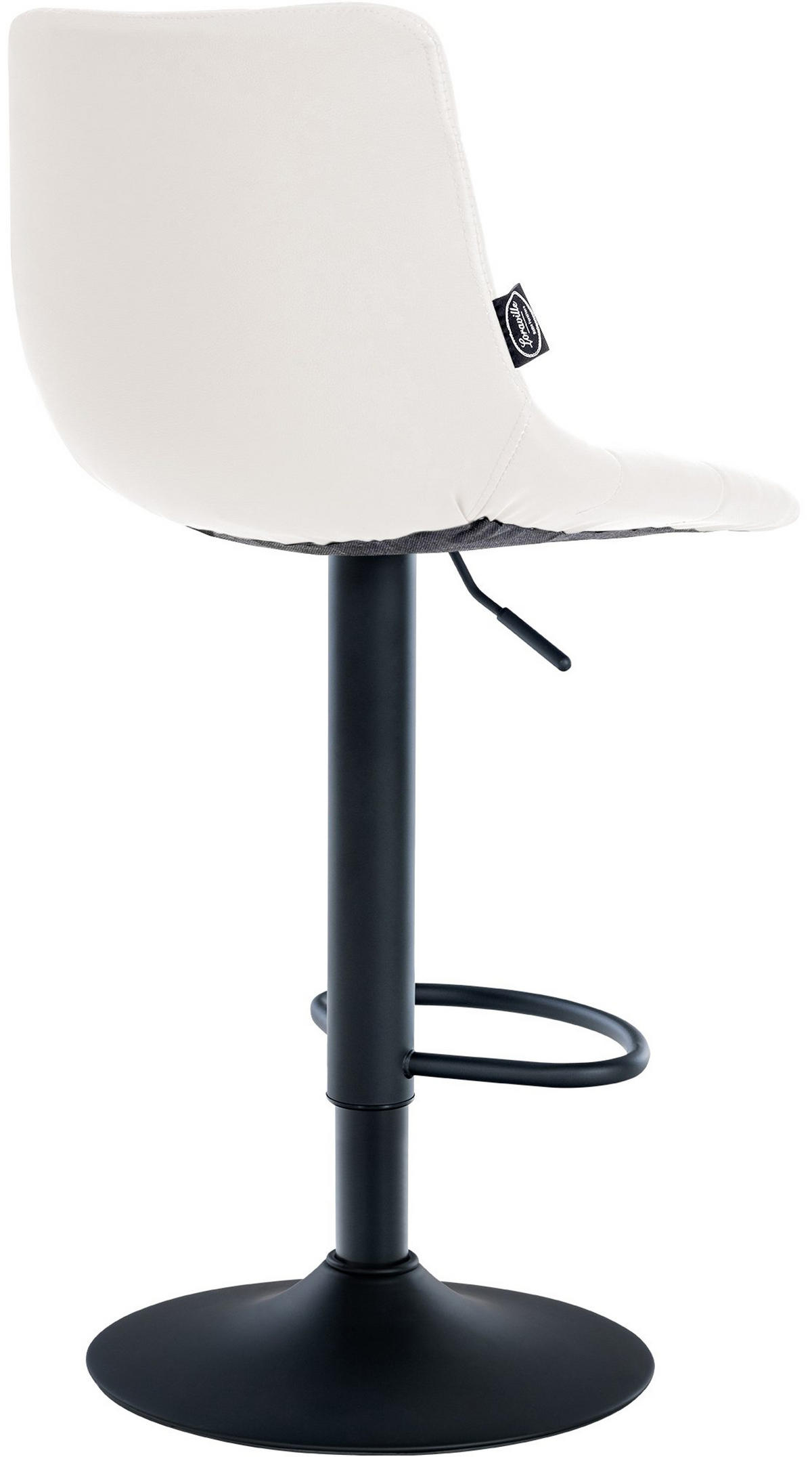 BARHOCKER James Kunstleder schwarz weiß - Schwarz/Weiß, Kunststoff/Metall (43/108.5/46.5cm) - TPFLiving