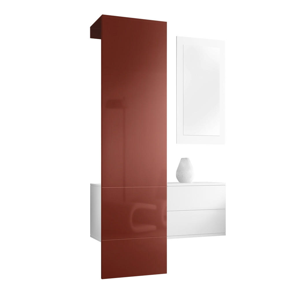 GARDEROBE Carlton Paneel in Bordeaux Hochglanz - Bordeaux, Holzwerkstoff (105/193/35cm) - Vladon