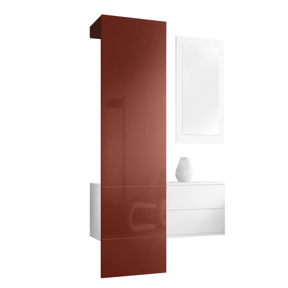 GARDEROBE Carlton Paneel in Bordeaux Hochglanz - Bordeaux, Holzwerkstoff (105/193/35cm) - Vladon