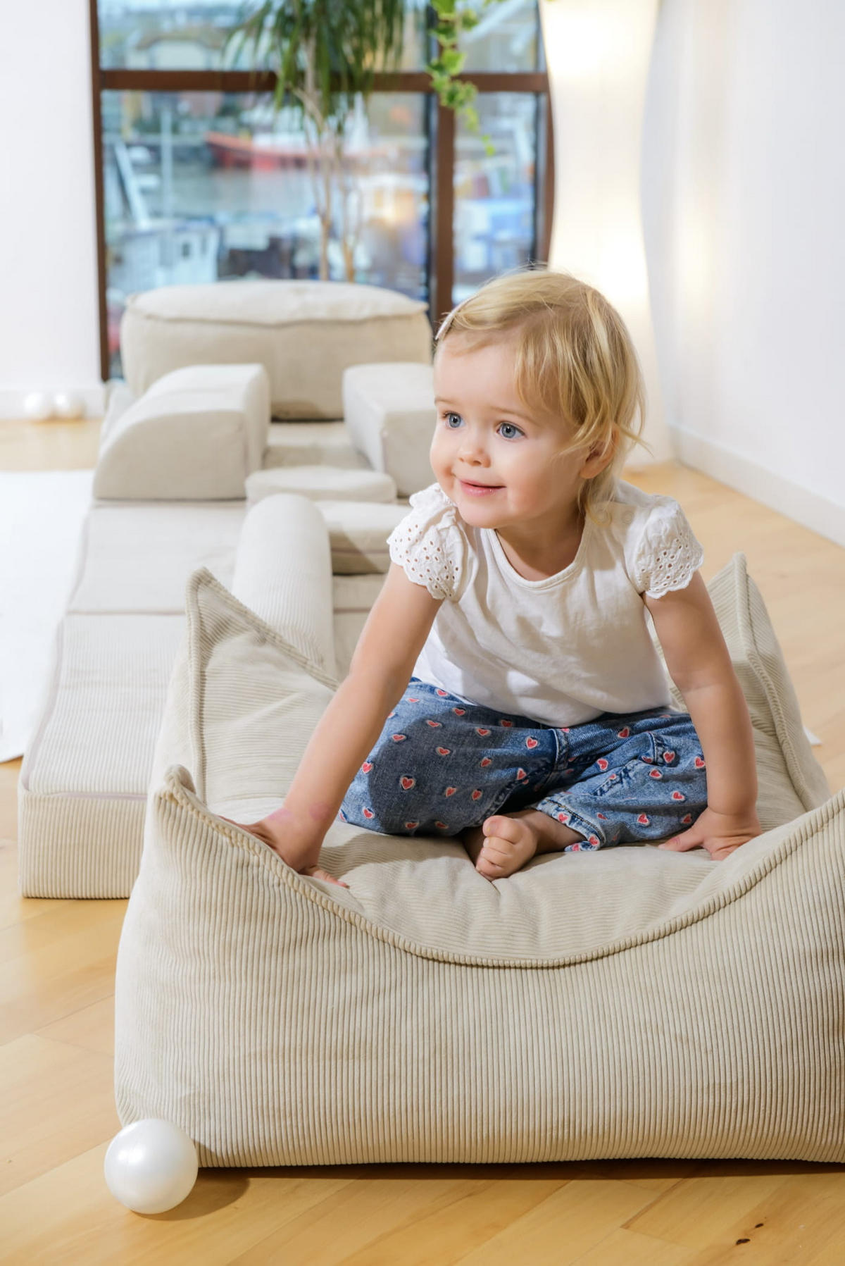 SITZPOUF für Kinder, Quadratisch, Kord, Sand - Beige, Textil (60/35/60cm) - MeowBaby