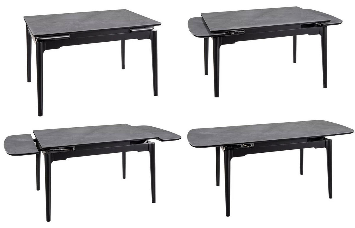 ESSTISCH Sento Grau Marmor / Schwarz 120-180 / 80 / 76cm - Schwarz/Grau, Holz/Keramik (80/180/76cm) - Feldmann-Wohnen