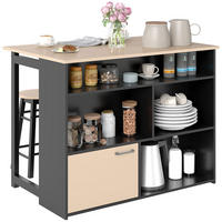 BARTISCH mit Barhocker Set, Schwarz - Multicolor, Holz (116/89.5/70cm) - HOMCOM
