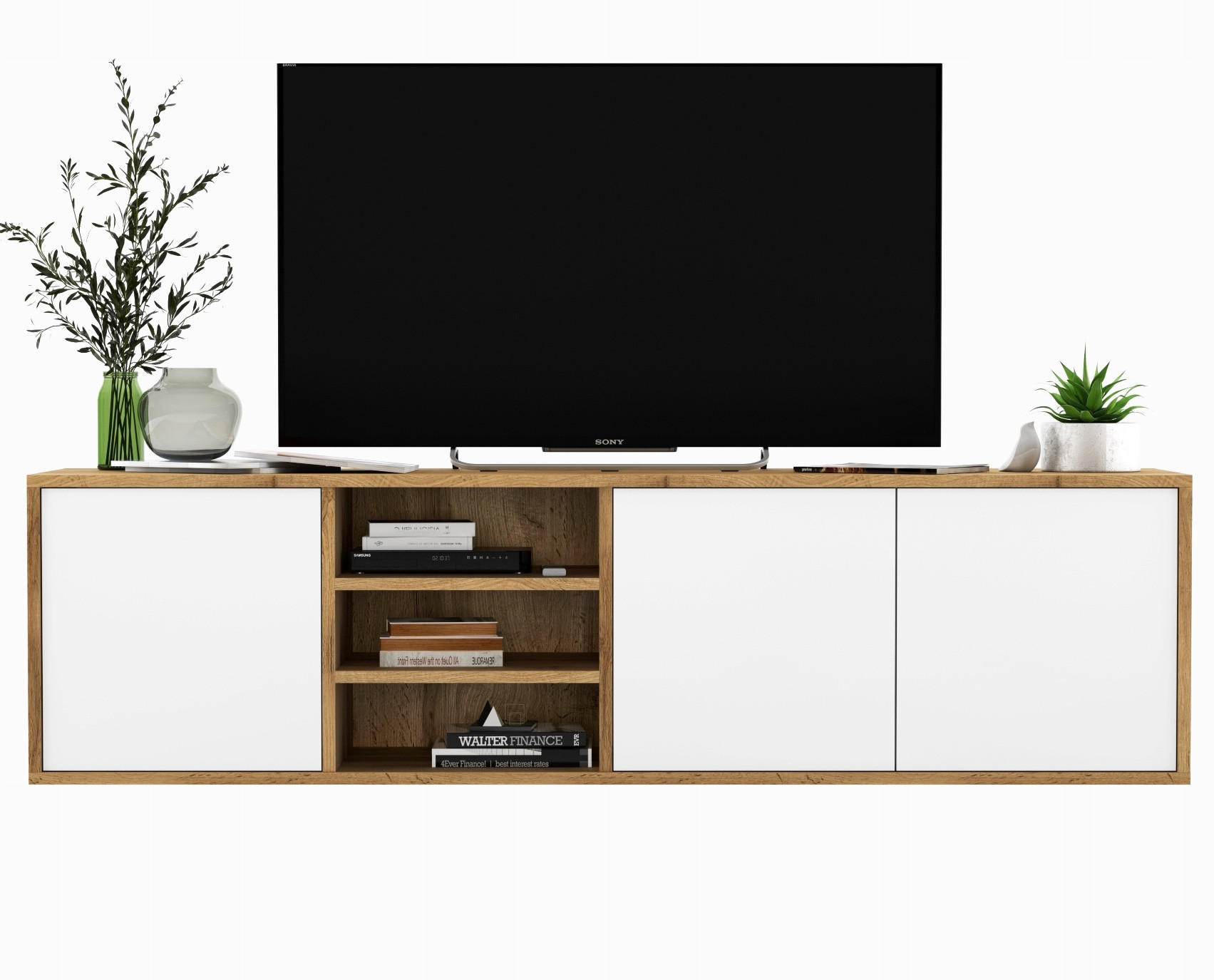 Meble Lindner TV stolek Apollo dub Wotan / bílá matná 150 cm