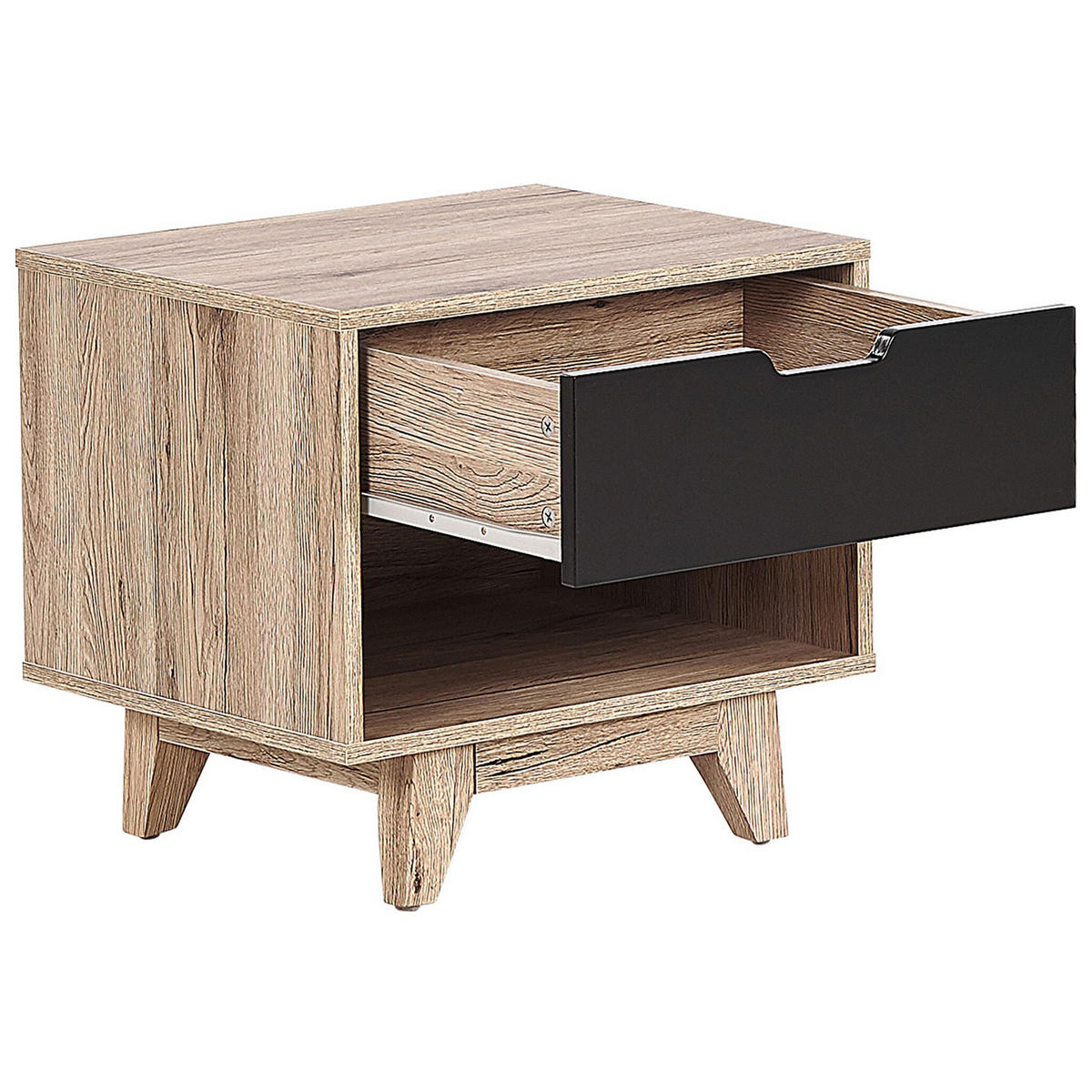 ÉJJELISZEKRÉNY világos fa színű/fekete Spencer - barna/fekete, faalapú anyag (50/46/40cm) - Beliani