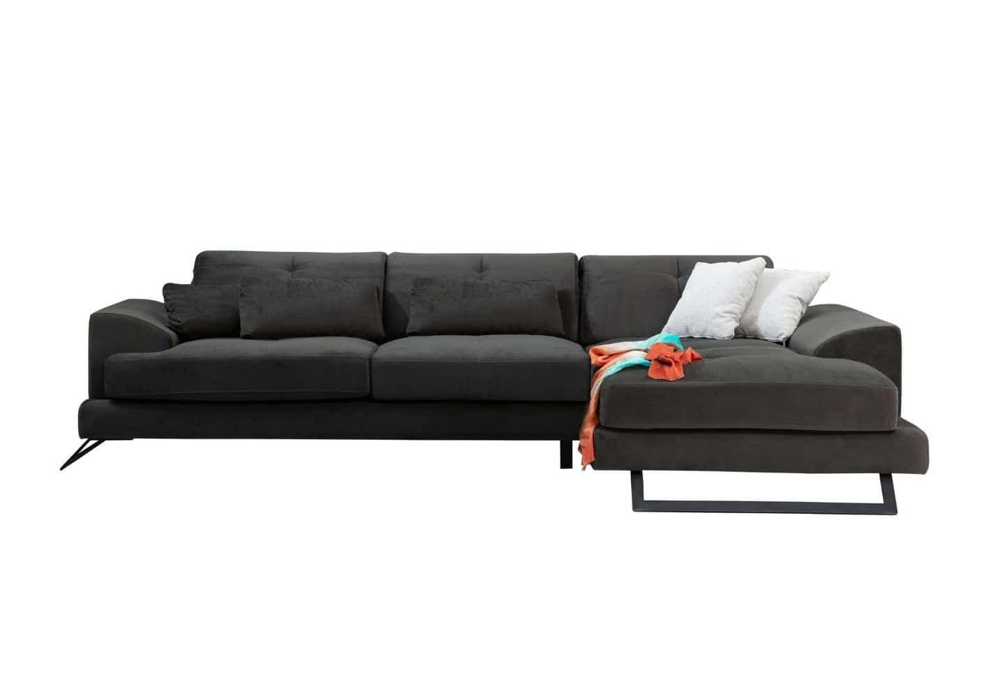 ECKSOFA mit verstellbarer Rückenlehne - Anthrazit/Creme, Holz/Textil (190/304cm) - myHomelando