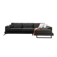 ECKSOFA mit verstellbarer Rückenlehne - Anthrazit/Creme, Holz/Textil (190/304cm) - myHomelando