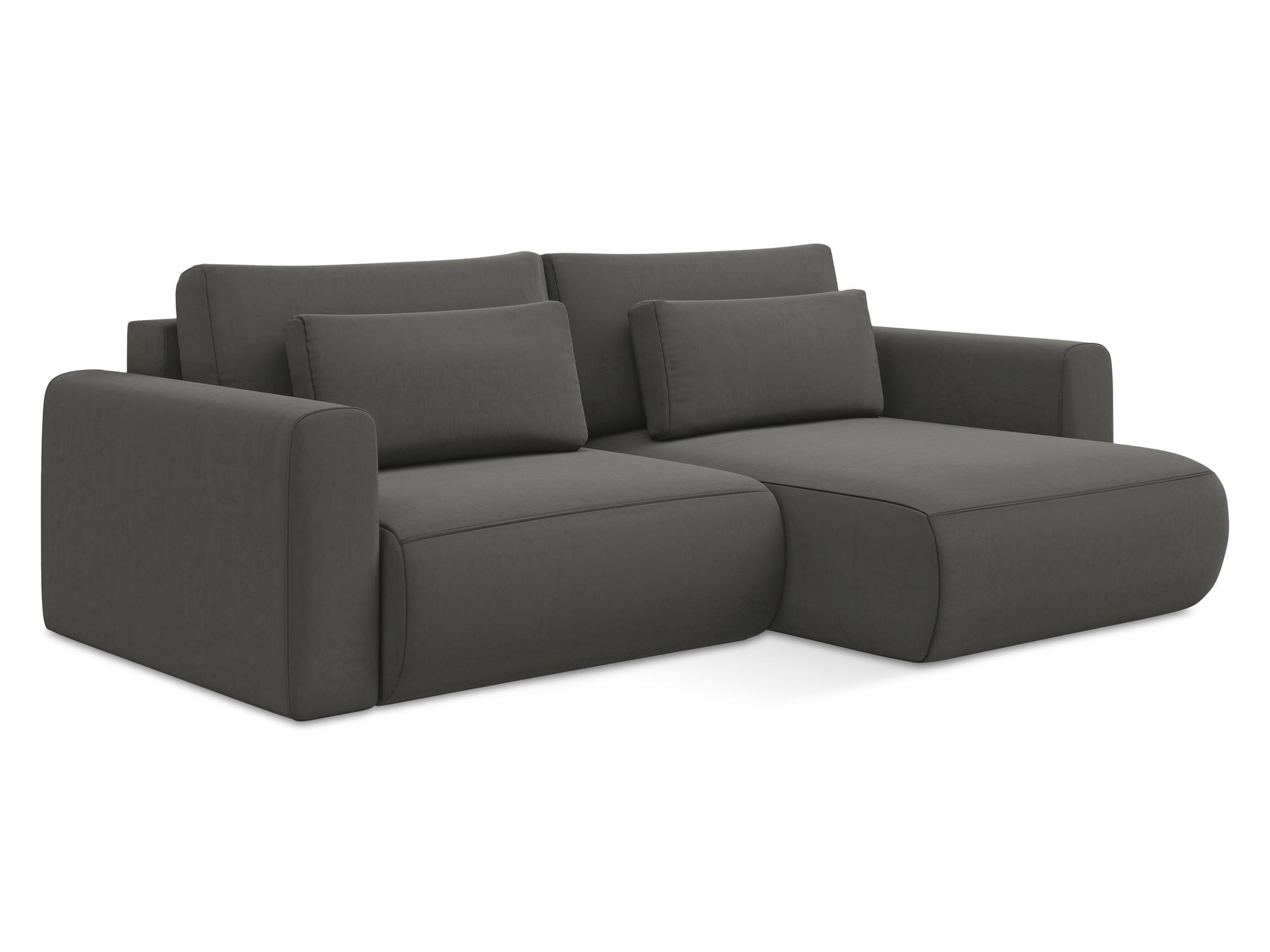 ECKSOFA mit Schlaffunktion Samt Stoff Grau - Dunkelgrau/Schwarz, Kunststoff/Textil (240/149cm) - Makamii