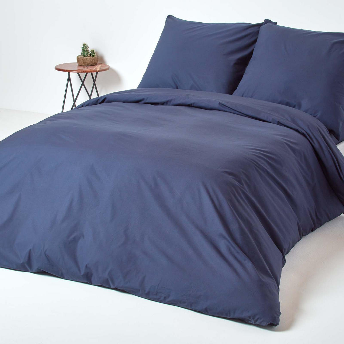 BETTWÄSCHE Perkal Fadendichte 200 - Dunkelblau, Textil (240/220cm) - Homescapes