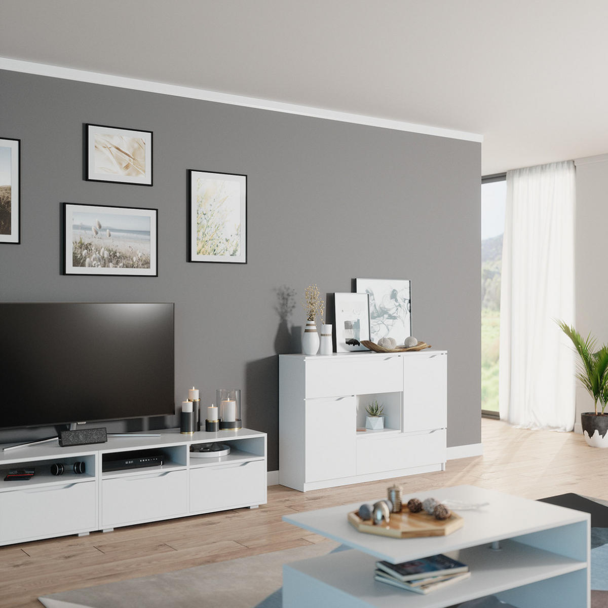 KOMMODE Ruben Weiß 120 x 84 cm - Weiß, Holzwerkstoff (120/84/30cm) - Vicco