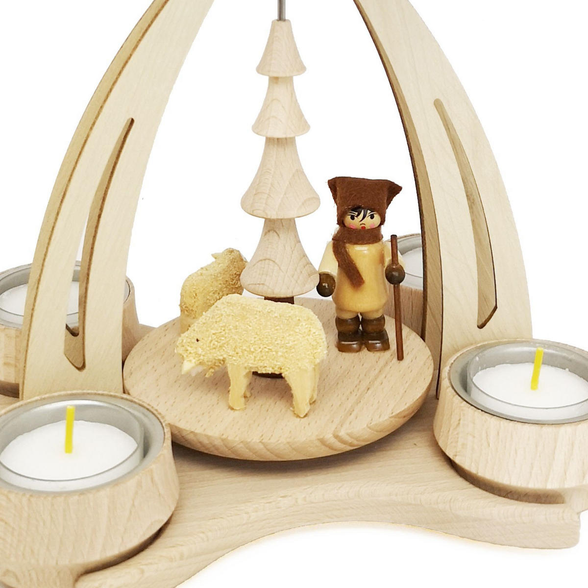 TISCH-PYRAMIDE Schafe Schäfer 14/18/24 cm - Multicolor, Holz (0.1/24/0.1cm) - Dekoteam24