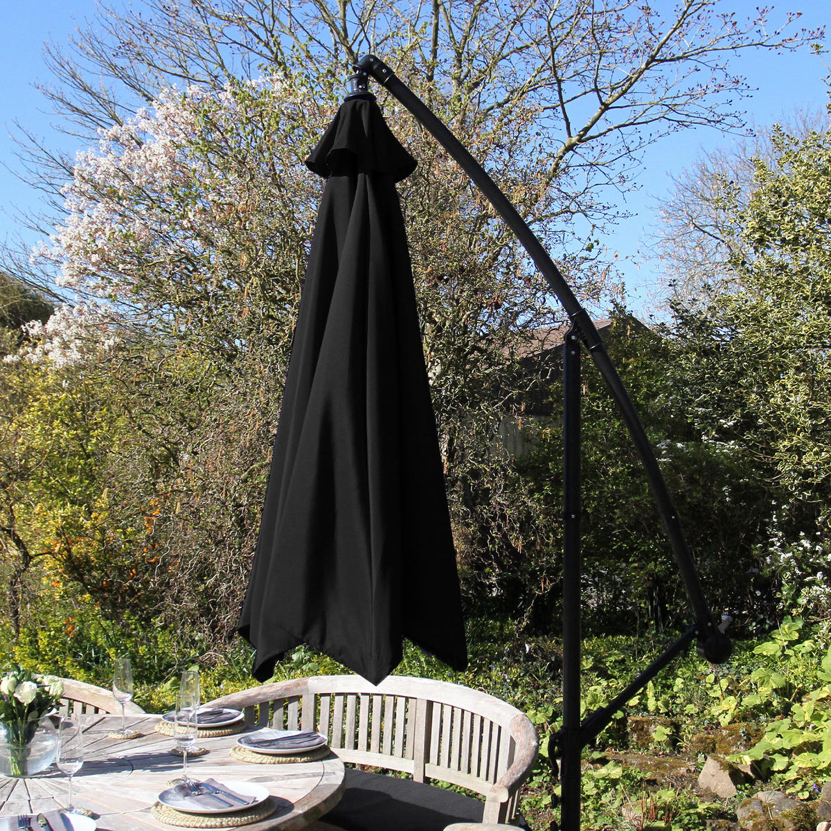 SONNENSCHIRM 3M - Schwarz - Schwarz, Textil/Metall (300/300cm) - Monstershop