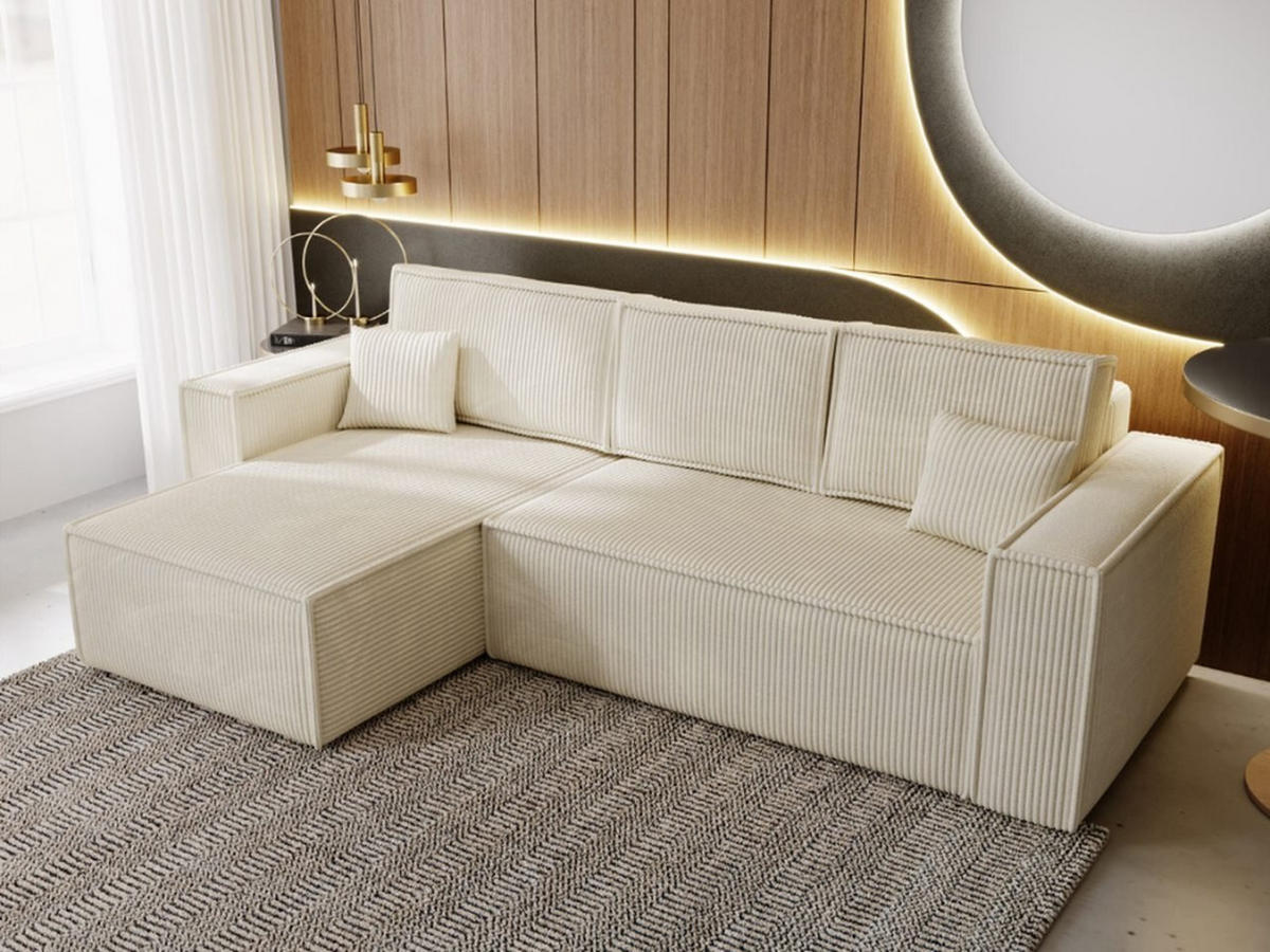 ECKSOFA Prato Beige Links - Beige/Schwarz, Holz/Kunststoff (170/280cm) - Graingold