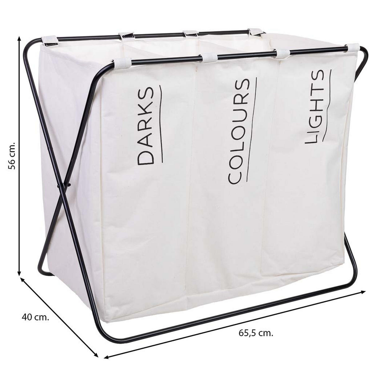WÄSCHEKORB aus metall 66x40x56cm - Weiß, Textil (66/56/40cm) - Wanderlust