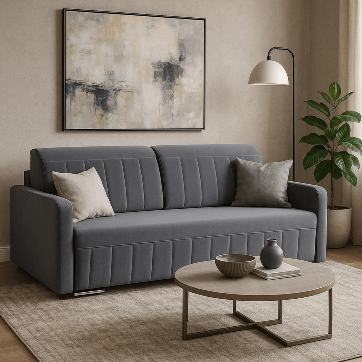 SCHLAFSOFA LUMO Schlaffunktion Zweisitzer Grau - Grau, Holz/Textil (204/91/96cm) - makarowski meble