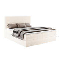 BOXBETT RAVENO mit Bettkasten 200x200 cm inkl. Bonell-Federkernmatratze H3 und Topper – Polsterbett Stoff ASTI Weiß - Weiß, Textil (200/200cm) - Luxkor24