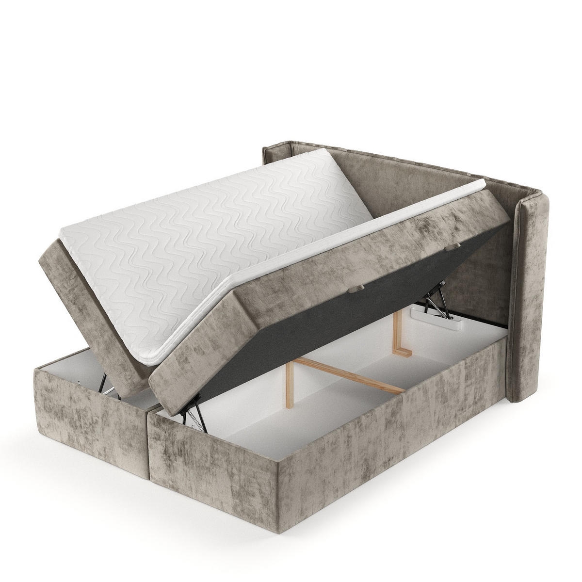BOXBETT Viva 180/200 cm Beige im Lotta Stoff - Beige/Schwarz, Holz/Holzwerkstoff (180/200cm) - AltaBeds