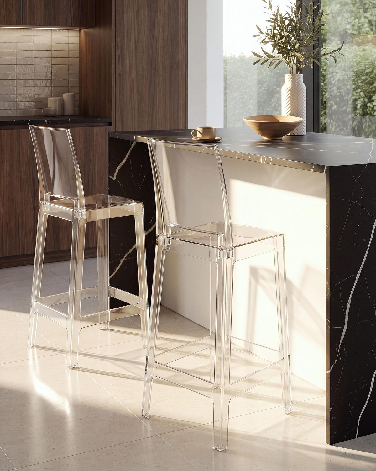 BARSTUHL 2er-Set Transparent Wellington - Transparent, Kunststoff (42/100/49cm) - Beliani