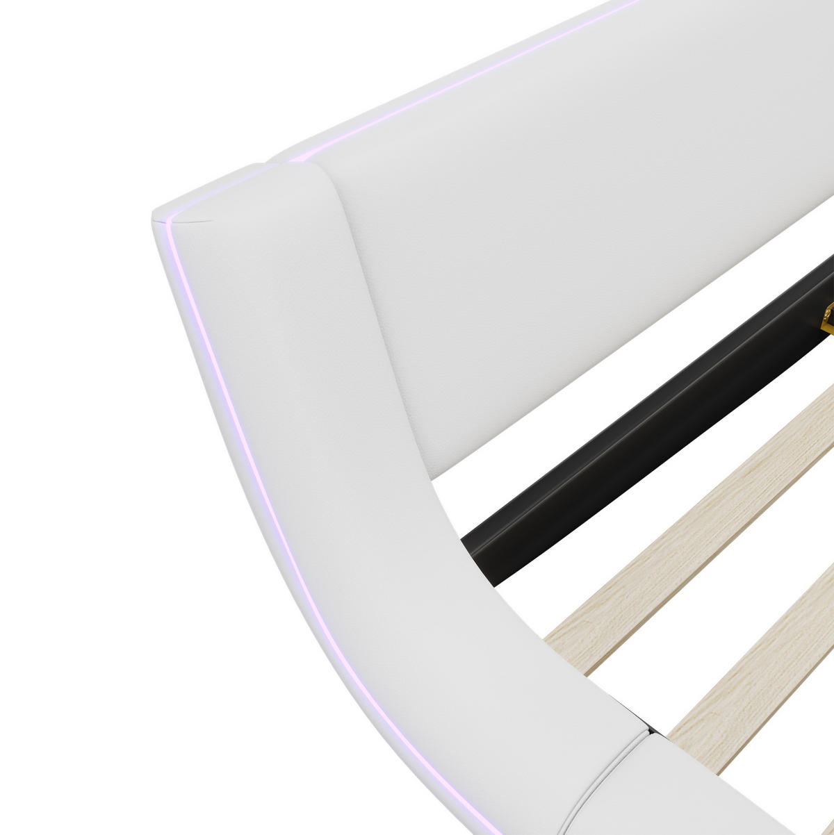 POLSTERBETT 160/200 cm weiß aus PU mit LED-Beleuchtung - Weiß, Kunststoff (160/200cm) - OKMYHOME