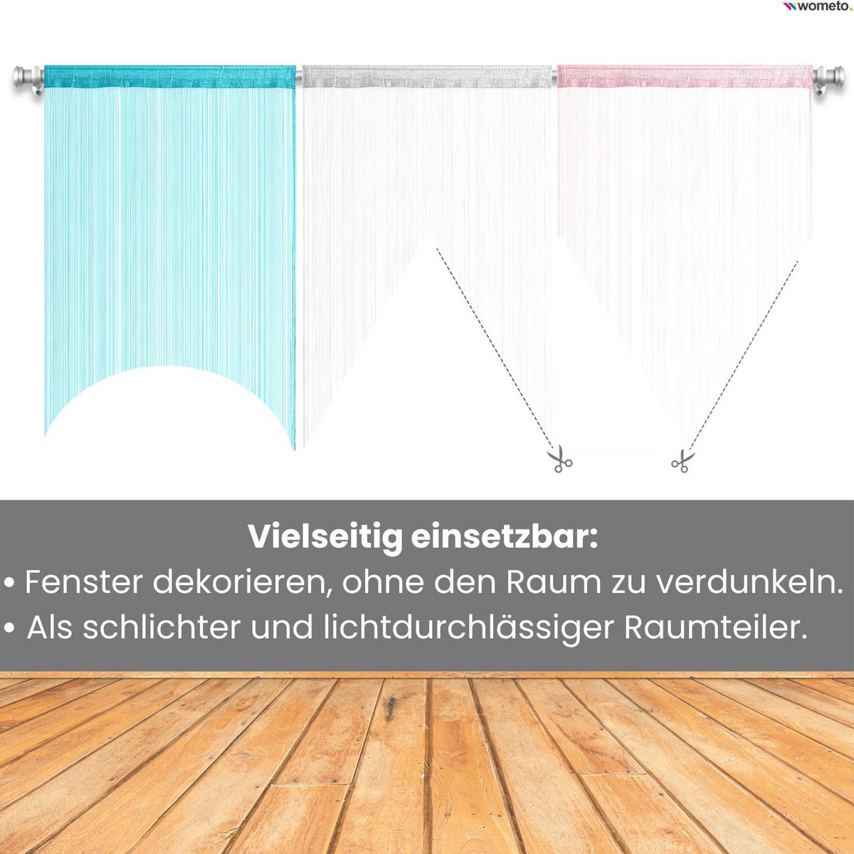 FADENVORHANG türkis 245/90 cm Stangendurchzug kürzbar - Türkis, Textil (90/245/1cm) - wometo