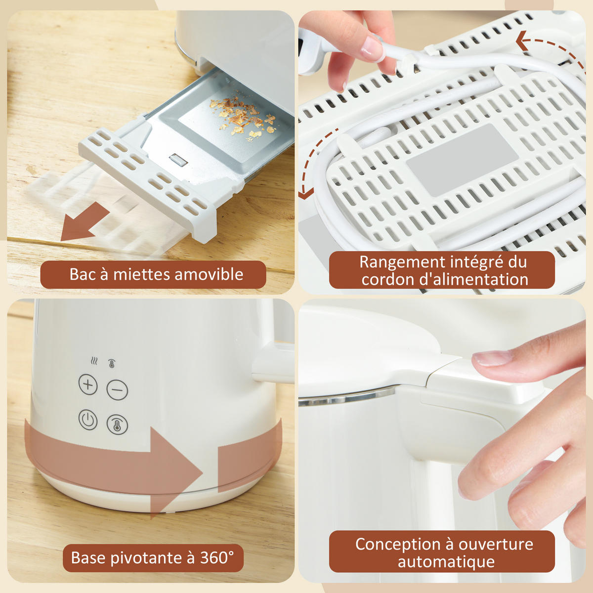 WASSERKOCHER-TOASTER-SET DE-17447 Creme - Creme, Metall (15.5/25.1/21.5cm) - ComfortXL