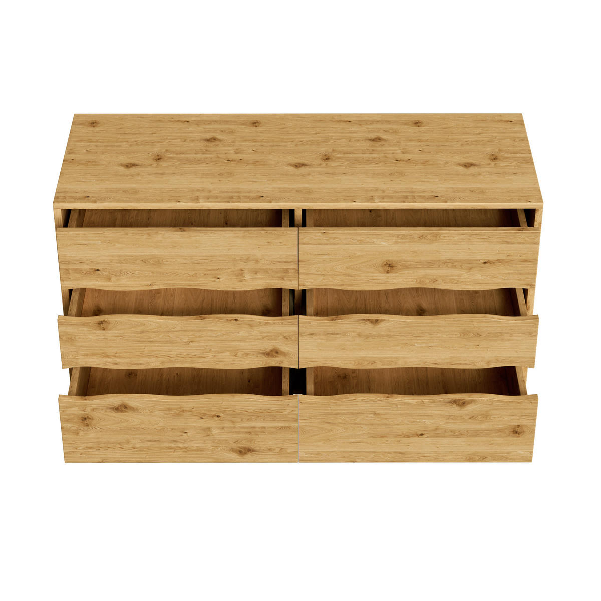 SIDEBOARD mit 6 Schubladen 120/40/75,5 cm in Holzoptik mit Metallfüßen - Naturfarben, Holzwerkstoff (120/75.5/40cm) - BEAOK