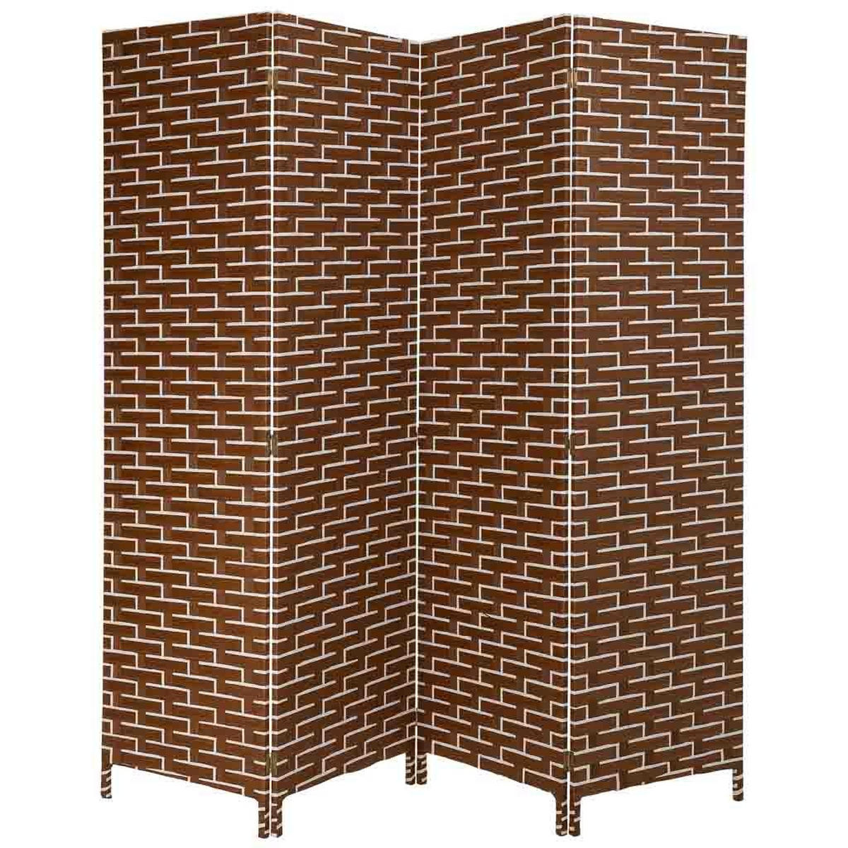 PARAVENT aus geflochtenem Papier mit 4 PANEELE, 3x180cm - Rotbraun, Papier (200/180/3cm) - Wanderlust