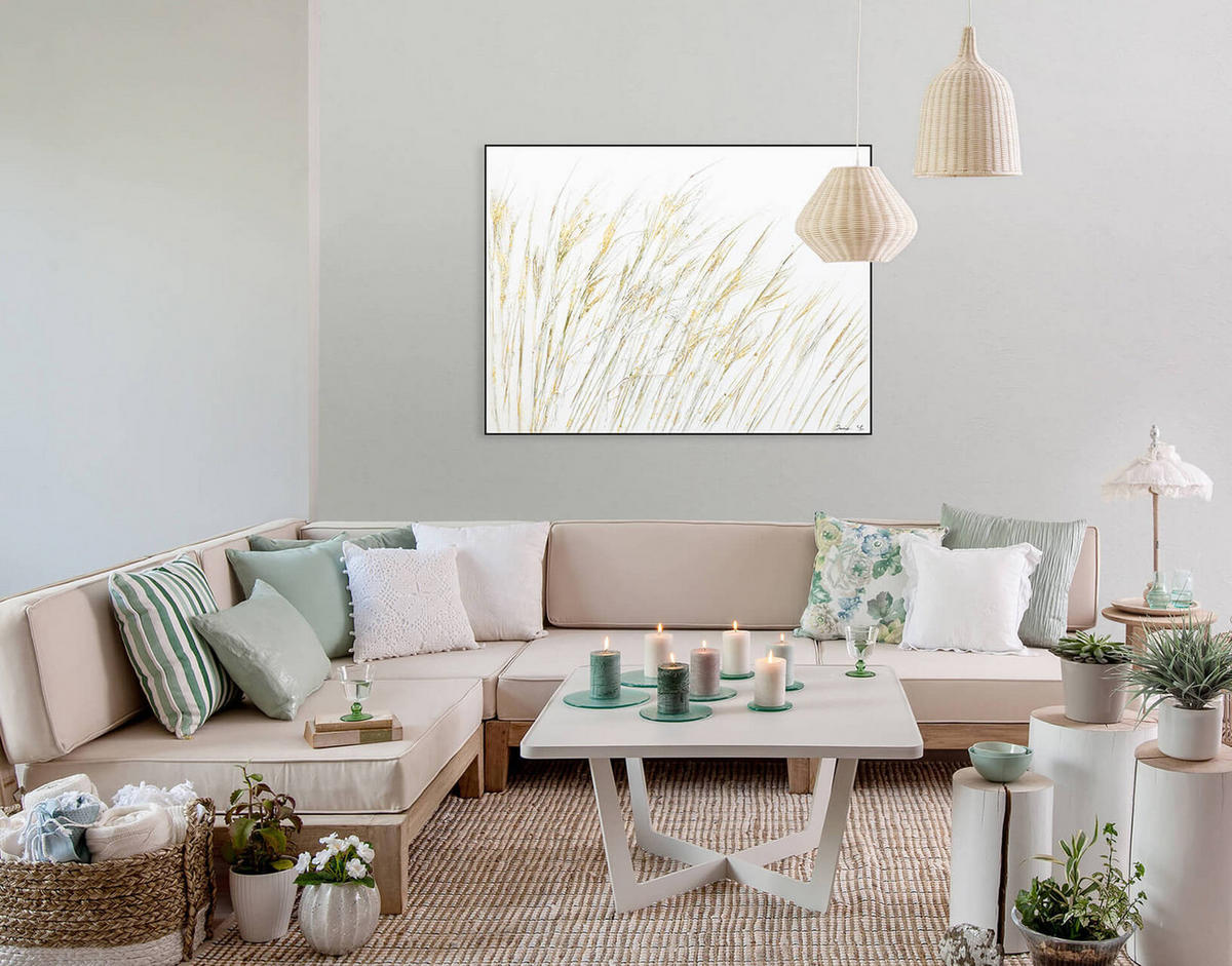 ACRYLBILD HANDGEMALT 100/75 cm - Beige, Holz/Textil (100/75cm) - KUNSTLOFT
