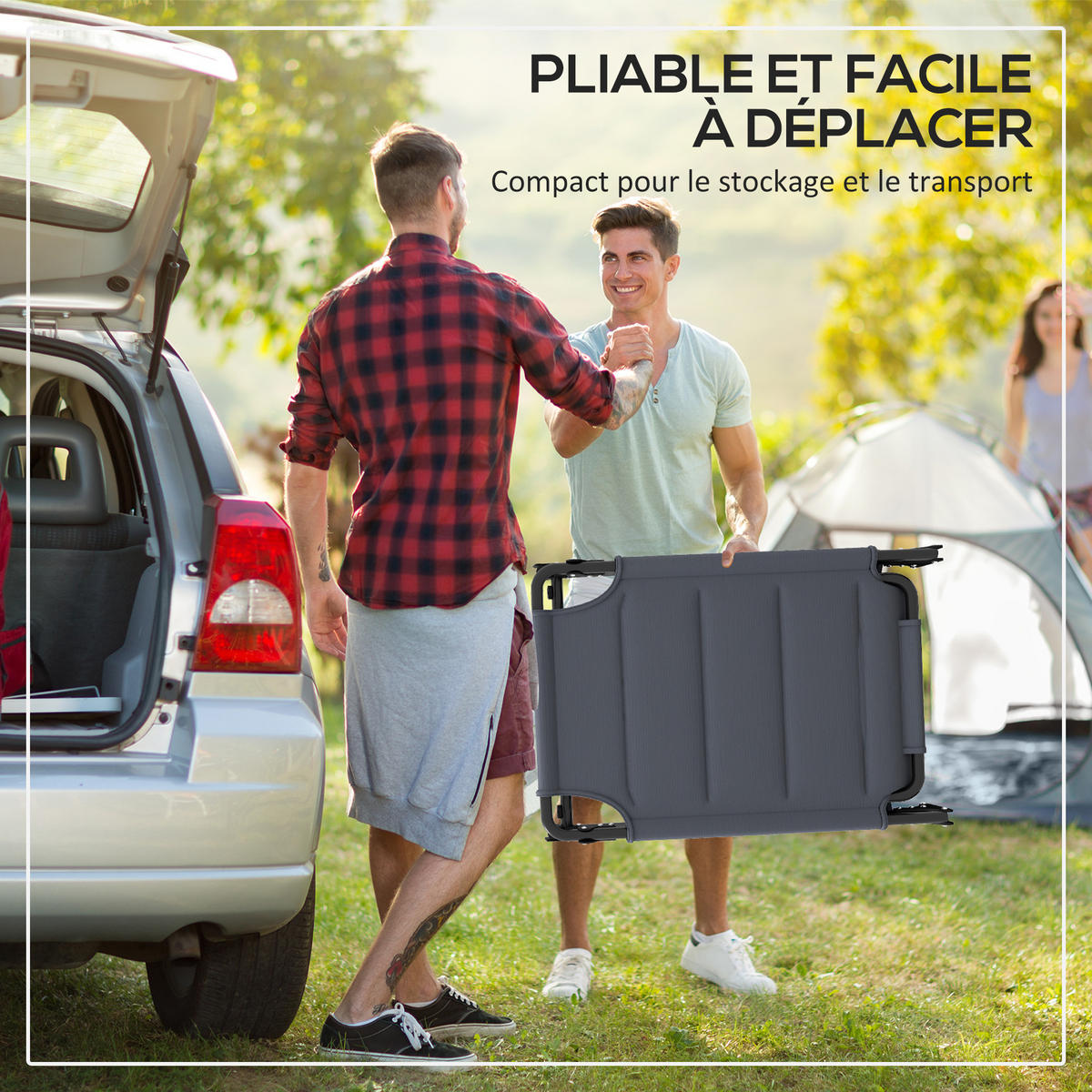 SONNENLIEGE 2er-Set DE-15617 klappbar, mit verstellbarem Sonnendach Grau - Grau, Metall (200/45/70cm) - ComfortXL