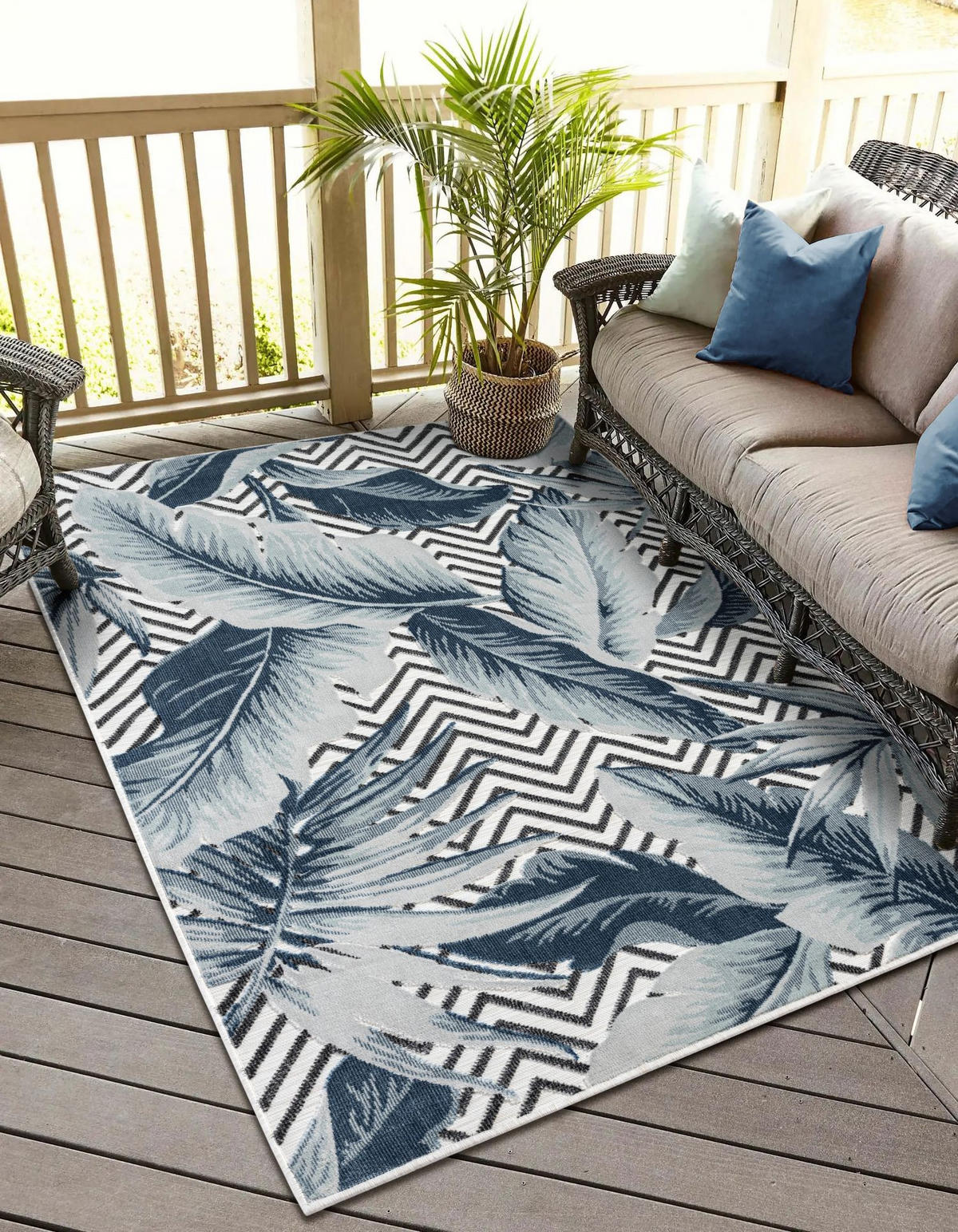 OUTDOORTEPPICH Azure Dunkelblau,Silberfarben,Schwarz 200/300 cm - Dunkelblau, Textil (200/300cm) - My-Rug