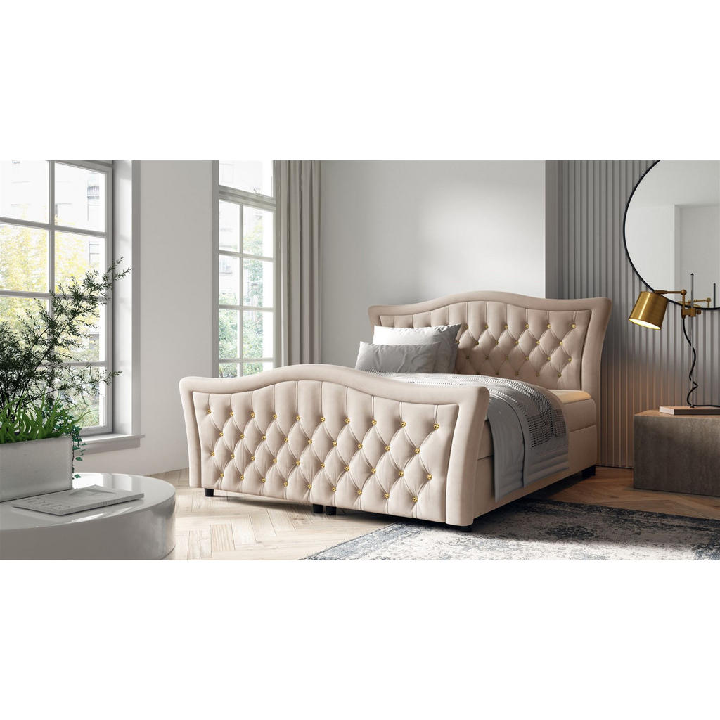Thumbnail - Fun Möbel Boxbett, Beige, Textil, 120x200 cm, Schlafzimmer, Betten, Boxspringbetten