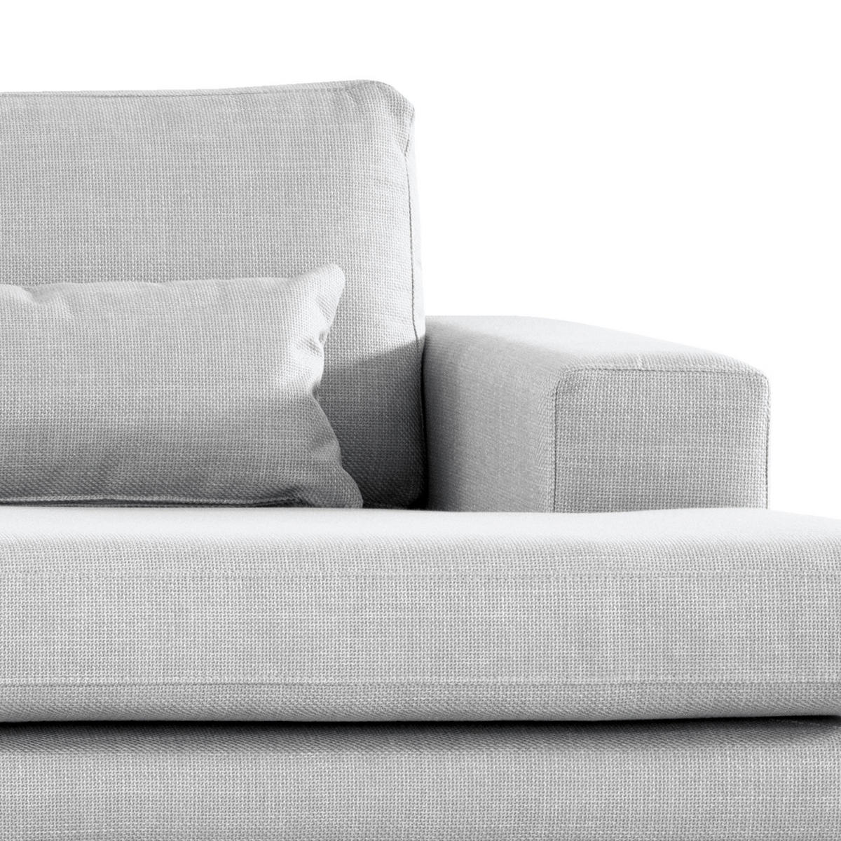 ECKSOFA mit Longchair - Eichefarben/Hellgrau, Eichenholz/Textil (281/153cm) - home24