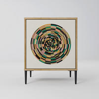 SIDEBOARD GREEN CIRCLES, Eichefarben, 57,5x42x72,5 cm, Schwarze Metallfüße - Eichefarben/Multicolor, Holzwerkstoff/Metall (57.5/72.5/42cm) - SpaceRebels