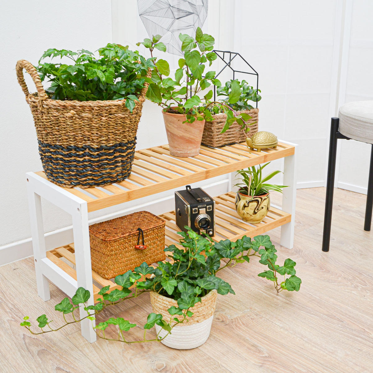 BAMBUS-SCHUHREGAL, 70/33/26 cm, Weiss - Weiß, Holz (26/33/70cm) - Dunedesign