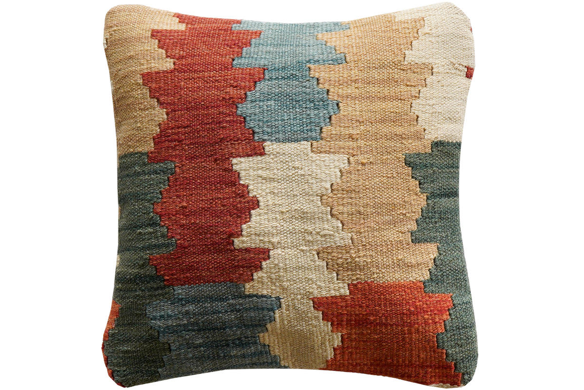 KISSEN Kelim Bunt 40/40 cm Schurwolle - Multicolor, Textil (40/40cm) - Looma