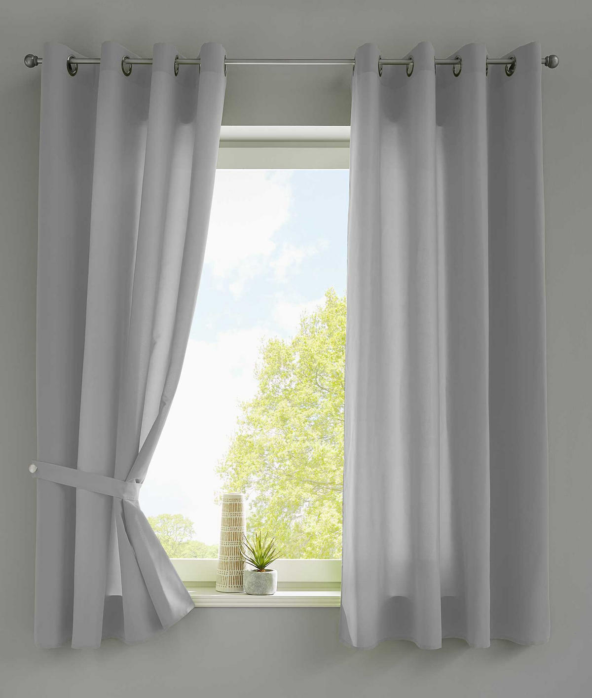 VORHANG 2ER SET BERLIN HxB 145x140cm Grau - Grau, Textil (140/145/145cm) - Gardinenbox