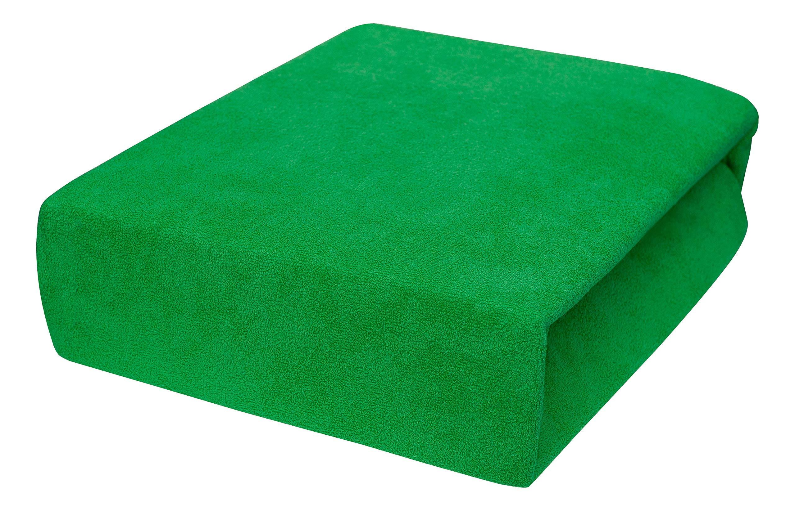 SPANNBETTLAKEN 80/180 cm, Frottee Elastisch 100 % Baumwolle Grasgrün - Waldgrün, Textil (80/180cm) - Best For Home