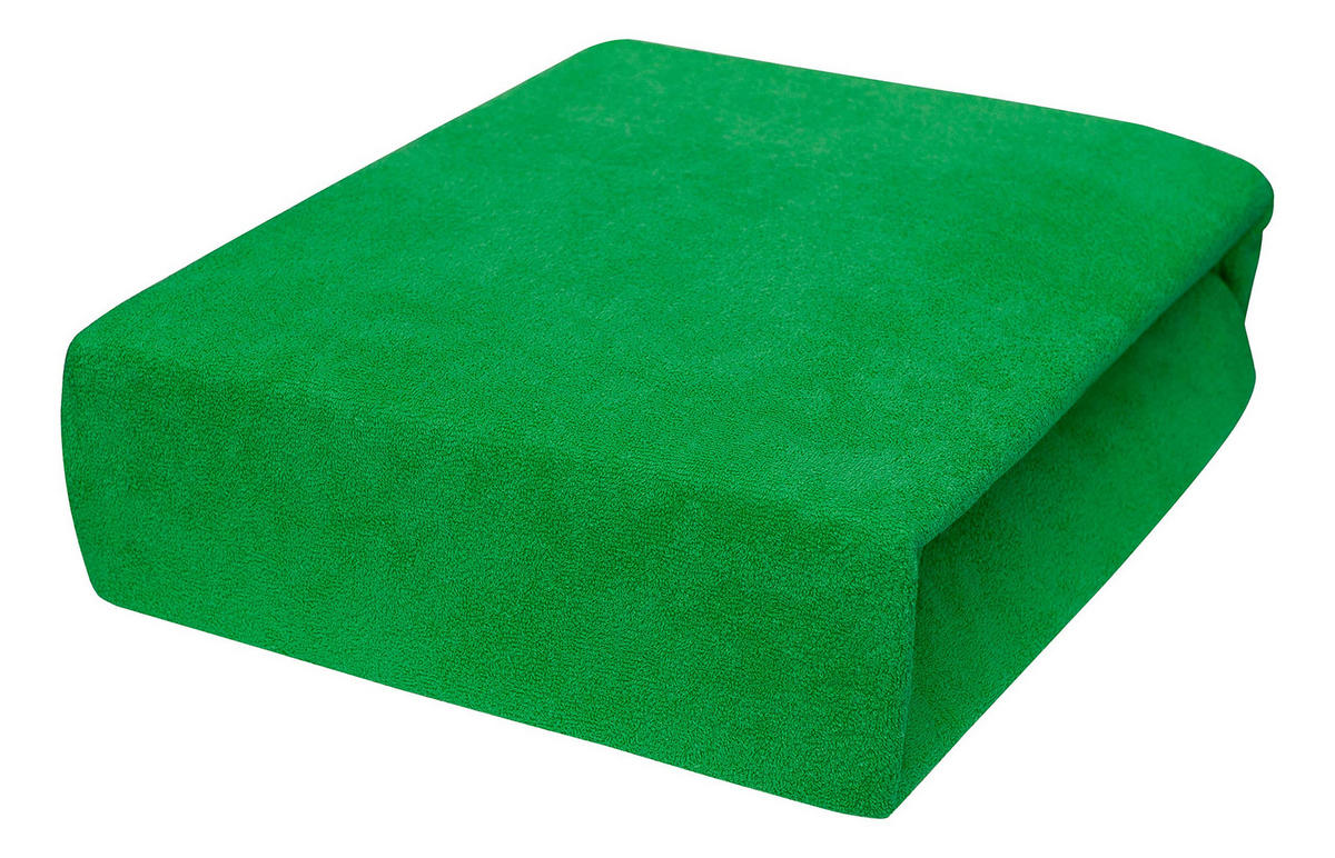 SPANNBETTLAKEN 90/160 cm, Frottee Elastisch 100 % Baumwolle Grasgrün - Waldgrün, Textil (90/160cm) - Best For Home