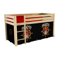 KINDERBETT Karolina 210x114x106 Massivholz Natur Textilset Pirate - Schwarz/Kieferfarben, Holz (90/200cm) - 58aufmkessel