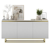 SIDEBOARD Selene 3D Weiß Matt mit geriffelten Fronten Glamour 167 cm - Goldfarben/Weiß, Holzwerkstoff/Metall (167/79/35cm) - Meble Lindner