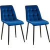 STUHL 2er Set Samt Dunkelblau - Schwarz/Dunkelblau, Textil/Metall (47/89/61cm) - CLP