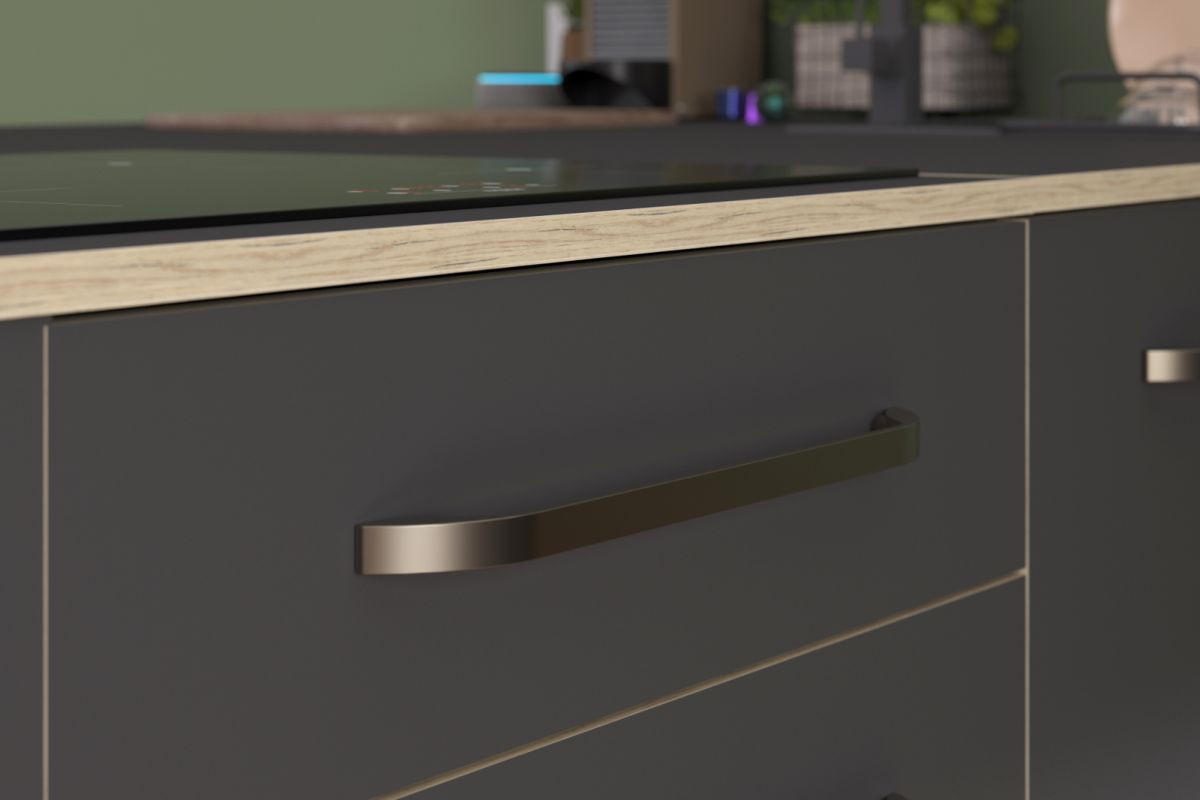 MINIKÜCHE grau, Eiche, Komplett-Set 3-teilig - Eichefarben/Grau, Holzwerkstoff (240/196/67cm) - Parisot Meuble