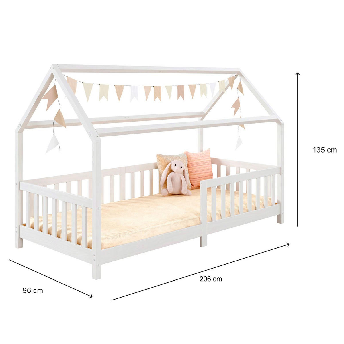 HAUSBETT NINA 90X200 CM - Weiß, Holz (96/135/206cm) - IDIMEX