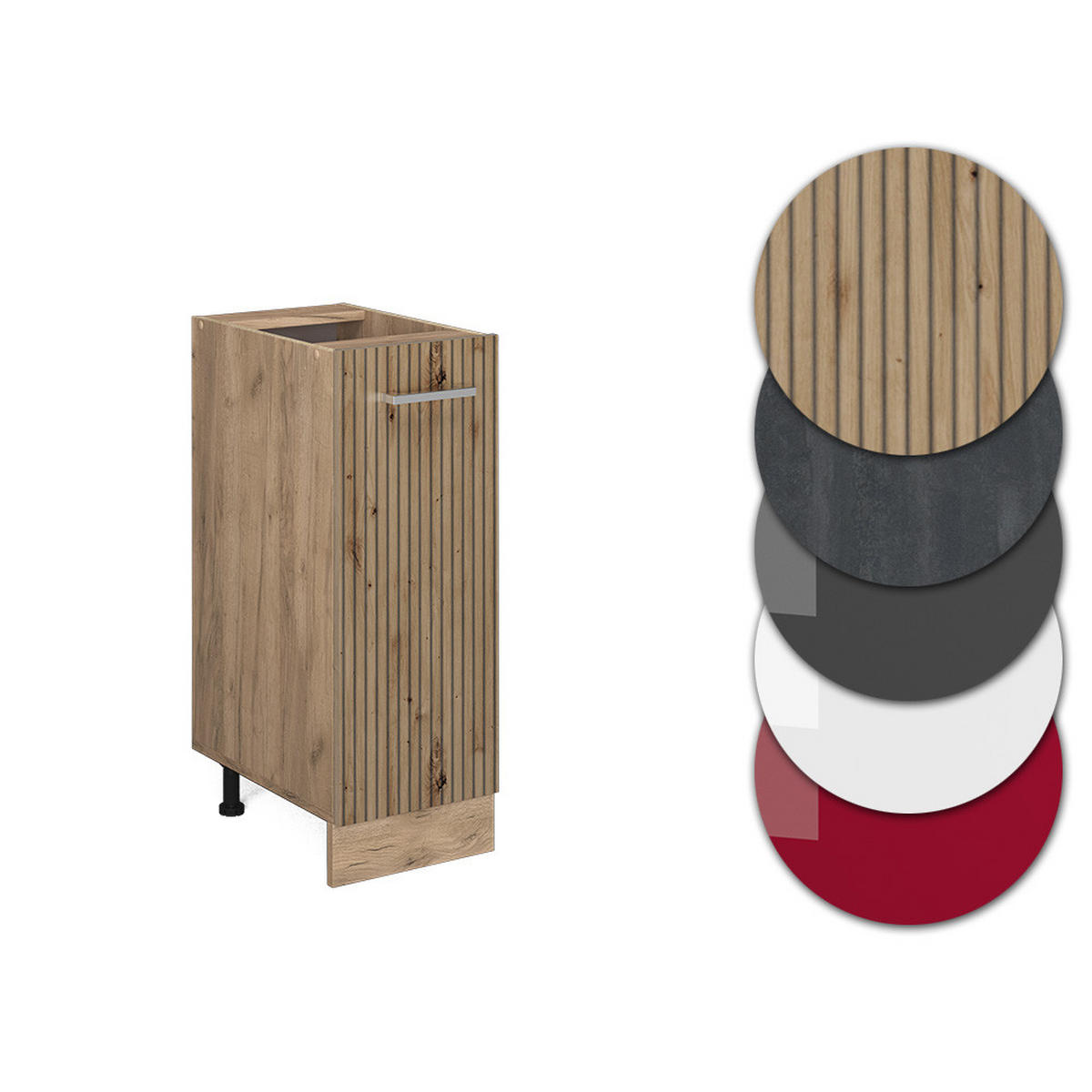 APOTHEKERSCHRANK R-Line Artisan-Eiche 30 cm AP Marmor - Eiche Wotan/Eiche Artisan, Holzwerkstoff (30/81.6/60cm) - Vicco