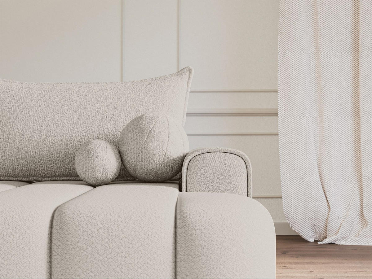ECKSOFA Dandelino Creme mit Bouclé-Bezug, rechts - Creme/Schwarz, Kunststoff/Textil (275/168cm) - Selsey