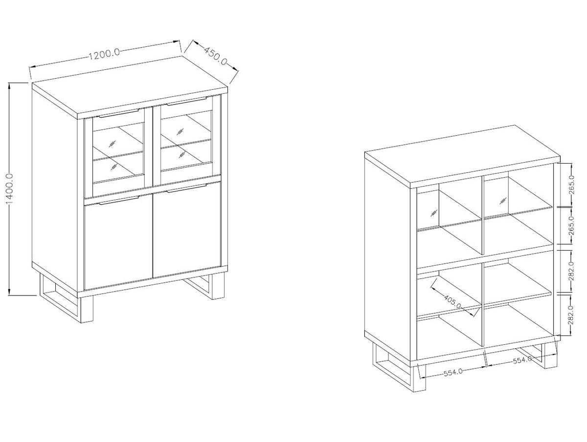 HIGHBOARD Halle Wotan Eiche 120 / 45 / 140 cm - Eiche Wotan/Braun, Holz/Holzwerkstoff (120/140/45cm) - Feldmann-Wohnen