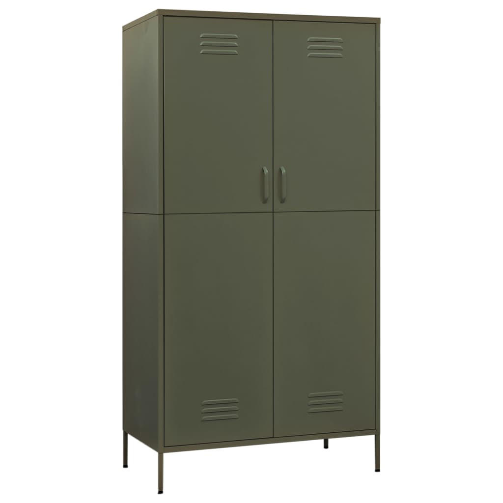 KLEIDERSCHRANK 2-Türig mit 4 verstellbaren Fächern 90/50/180 cm aus Stahl Olivgrün - Olivgrün, Metall (90/180/50cm) - vidaXL