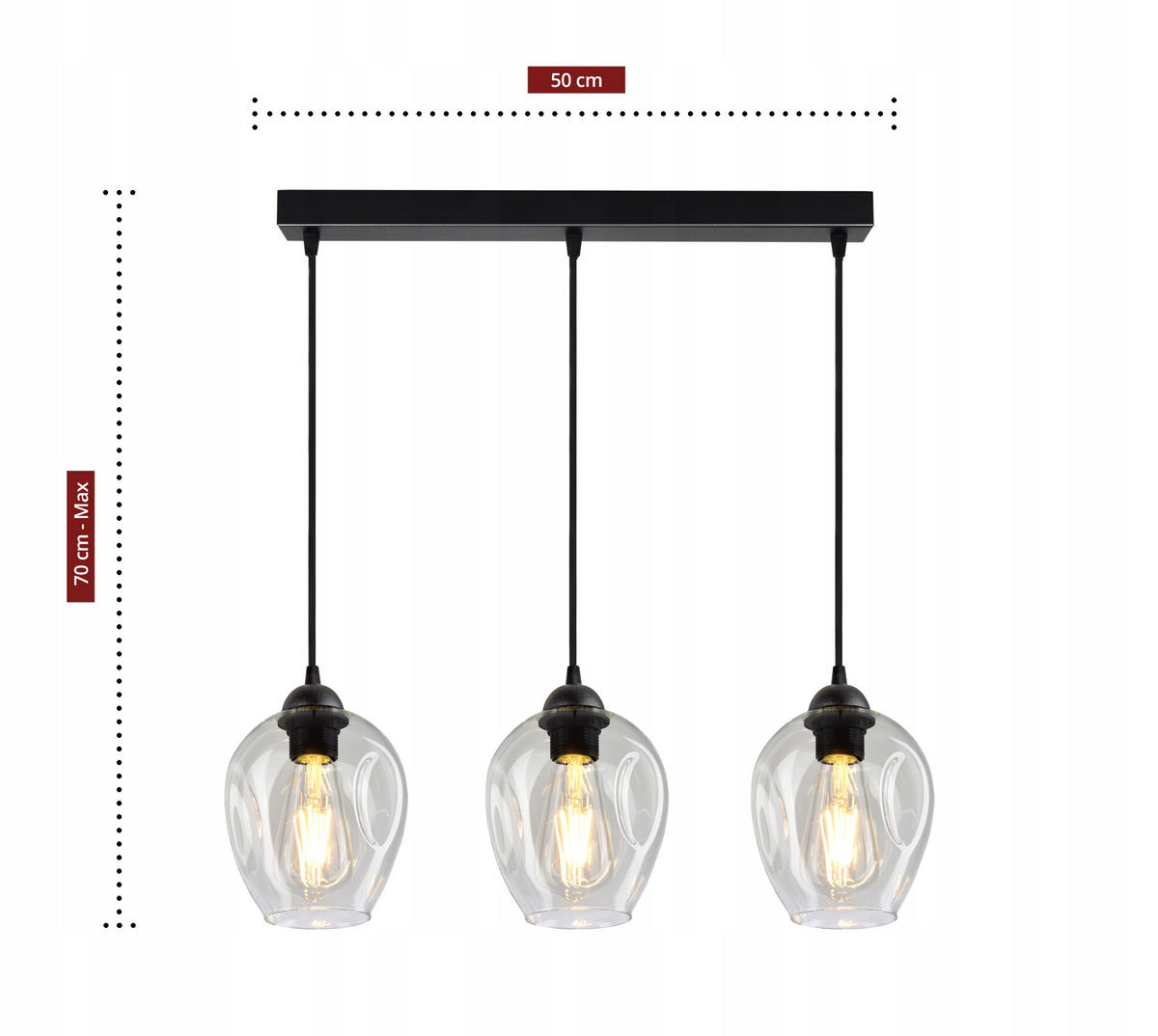 PENDELLEUCHTE Hegel - Transparent/Schwarz, Glas/Metall (15/55/80cm) - kiki design